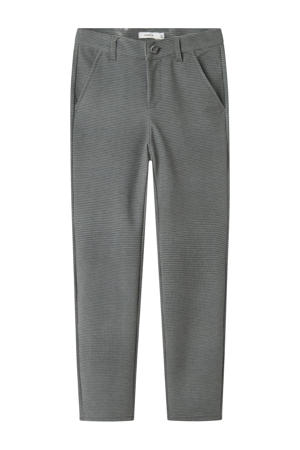 slim casual broek grijs melange