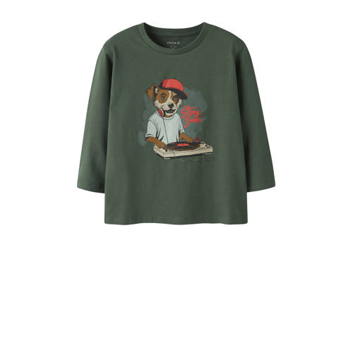 NAME IT MINI longsleeve groen Jongens Stretchkatoen Ronde hals Printopdruk - maat 92 afbeelding
