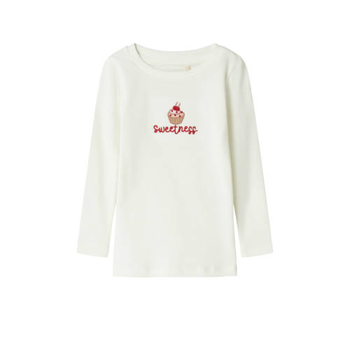 NAME IT MINI longsleeve wit Meisjes Stretchkatoen Ronde hals Printopdruk - maat 98 afbeelding
