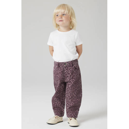 NAME IT MINI mom fit casual broek donkerrood Meisjes Katoen Dierenprint - maat 98 afbeelding