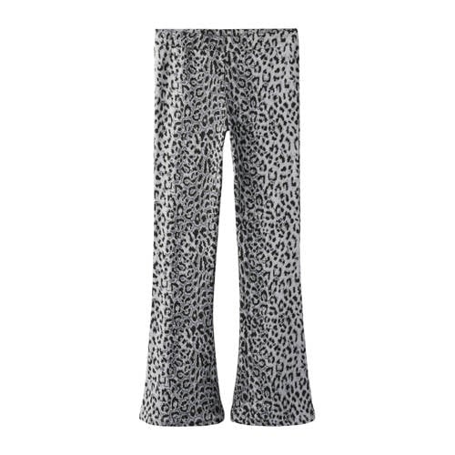 NAME IT KIDS bootcut casual broek grijs Meisjes Polyester Dierenprint