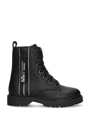 Belle leren veterboots zwart