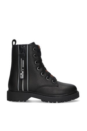 Belle leren veterboots zwart