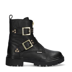 Mila Moxie leren veterboots zwart