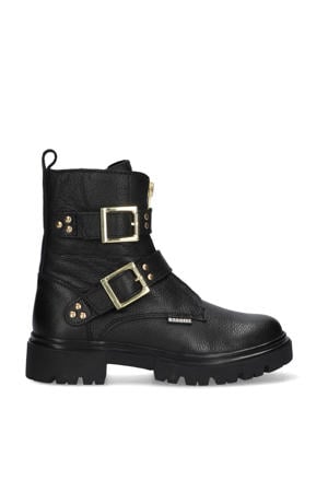 Mila Moxie leren veterboots zwart