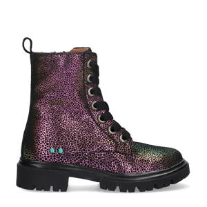 Saar Sterk leren veterboots paars