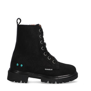 Saar Sterk suède veterboots zwart