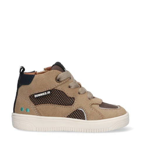 BunniesJR Moos Mellow leren sneakers taupe Bruin Jongens Leer Meerkleurig