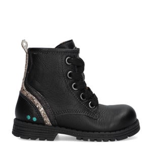 Tina Trots leren veterboots zwart