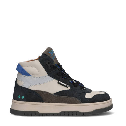 BunniesJR Billie Baas leren sneakers donkerblauw Jongens Leer Meerkleurig