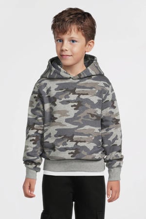 hoodie met camo print grijs