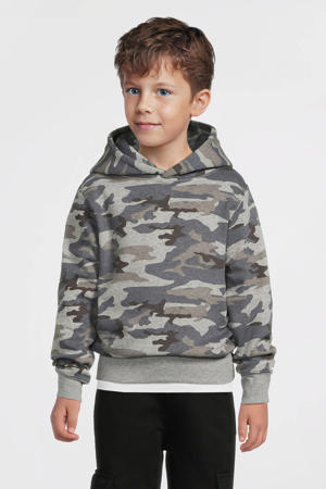 hoodie met camo print grijs