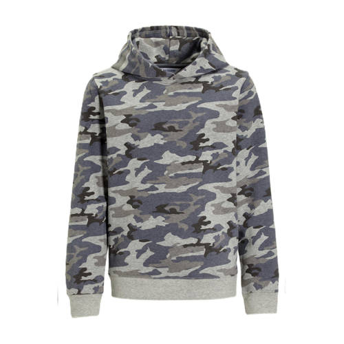 anytime hoodie met camo print grijs Trui Jongens Katoen Capuchon Camouflage - maat 134/140 afbeelding