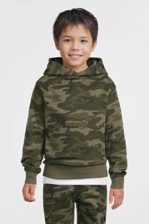hoodie met camo print khaki