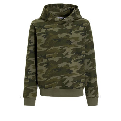 anytime hoodie met camo print khaki Trui Groen Jongens Katoen Capuchon - maat 158/164 afbeelding