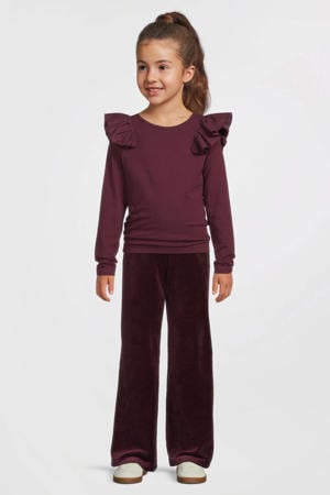 longsleeve met ruches bordeauxrood