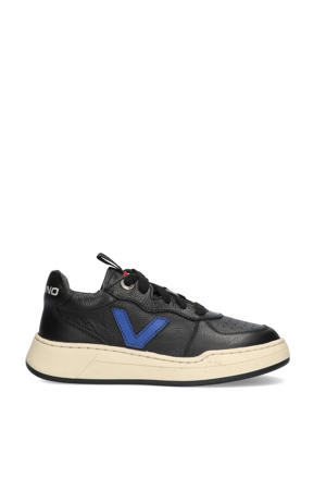 leren sneakers zwart/blauw