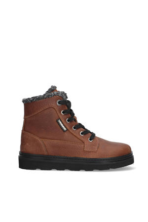 leren veterboots cognac