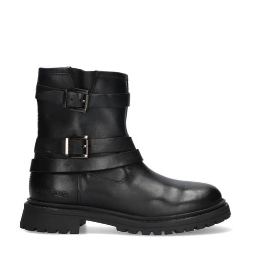 Vingino Muraina Marsala leren enkelboots zwart Meisjes Leer