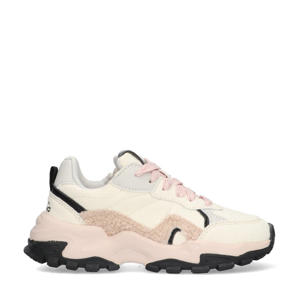 Monte Marina chunky suède sneakers met teddy ecru/lichtroze