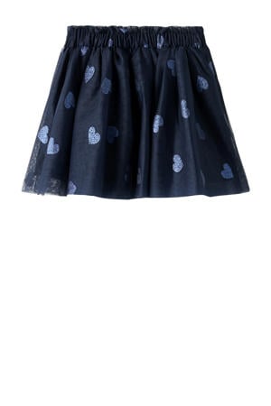 A-lijn rok met hartjes donkerblauw