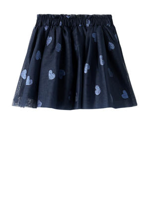 A-lijn rok met hartjes donkerblauw