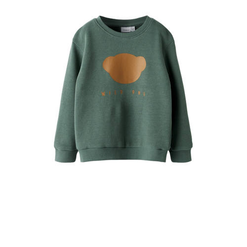 NAME IT MINI sweater groen Printopdruk - maat 98 | Sweater van NAME IT afbeelding