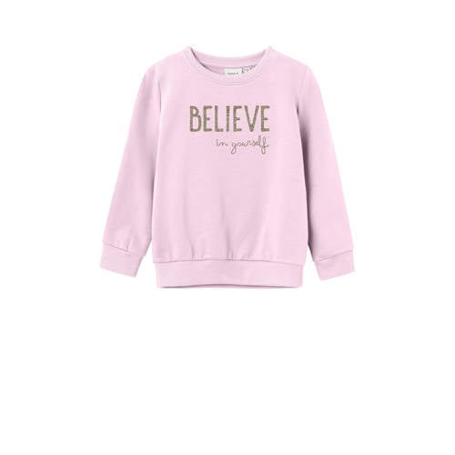 NAME IT MINI sweater lichtroze Tekst - maat 110 | Sweater van NAME IT afbeelding