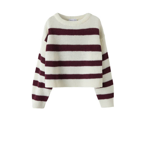 NAME IT KIDS trui wit gebreid Meisjes Acryl Ronde hals Streep - maat 122/128 afbeelding