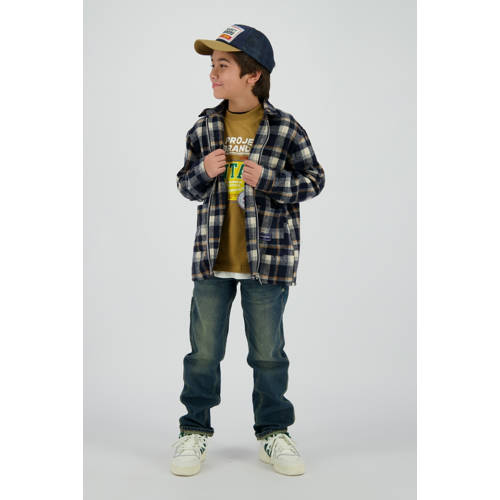 Vingino overhemd donkerblauw Jongens Katoen Klassieke kraag Ruit