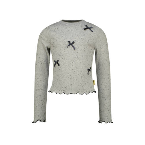Vingino longsleeve grijs melange Meisjes Stretchkatoen Ronde hals Effen