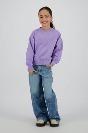 sweater met backprint paars met pailletten