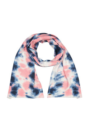 fijn gebreide sjaal roze/blauw
