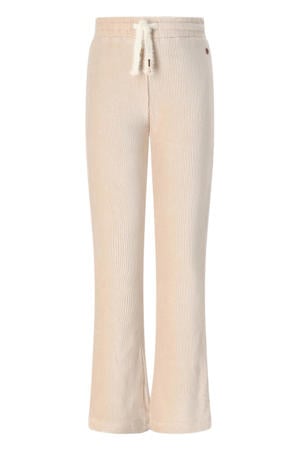fluwelen flared casual broek ecru