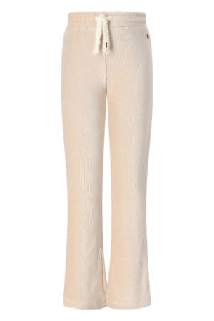 fluwelen flared casual broek ecru