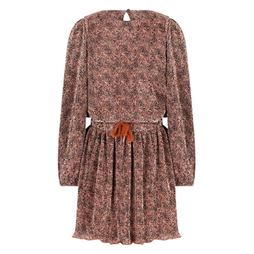 NONO midi jurk bruin Meisjes Polyester Ronde hals All over print - maat 110 afbeelding