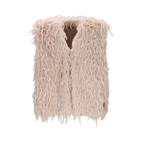 NONO gilet beige Meisjes Imitatiebont Openvallende hals Effen - maat 134/140 afbeelding