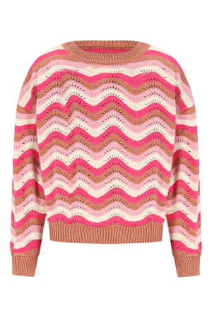 trui bruin/roze/wit
