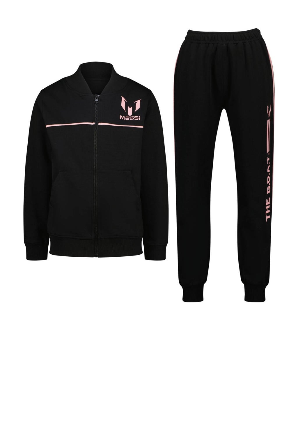 Messi sweatvest + joggingbroek zwart/roze