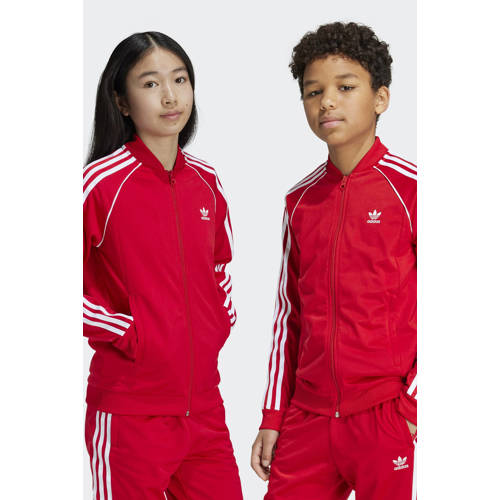 adidas Originals trainingsjack Adicolor SST rood Vest Jongens/Meisjes Polyester Opstaande kraag - maat 158 afbeelding