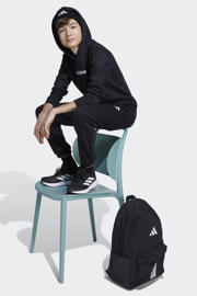 thumbnail: Zwart en witte jongens en meisjes adidas Sportswear hoodie met effen, lange mouwen en capuchon
