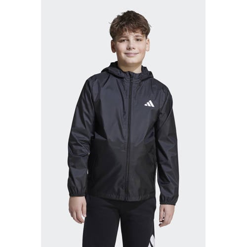 adidas Sportswear regenjas zwart Jongens Polyester Capuchon Effen