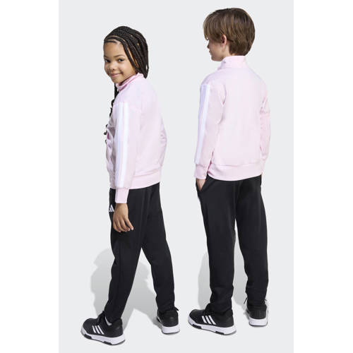 adidas Sportswear trainingspak roze/zwart Joggingpak Jongens/Meisjes Polyester Opstaande kraag - maat 116 afbeelding