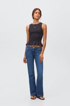 low waist flared jeans medium blue denim