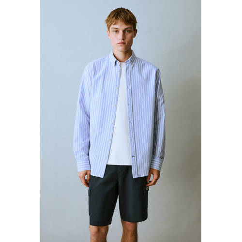 MANGO TEEN overhemd blauw Jongens Katoen Button down Streep - maat 158(XXS) afbeelding