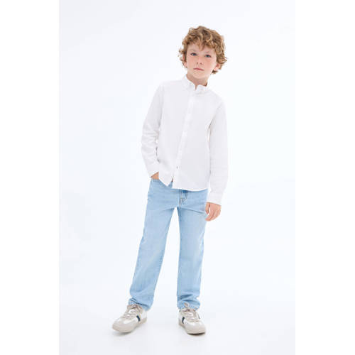 Mango Kids overhemd wit Jongens Katoen Button down Effen - maat 140 afbeelding