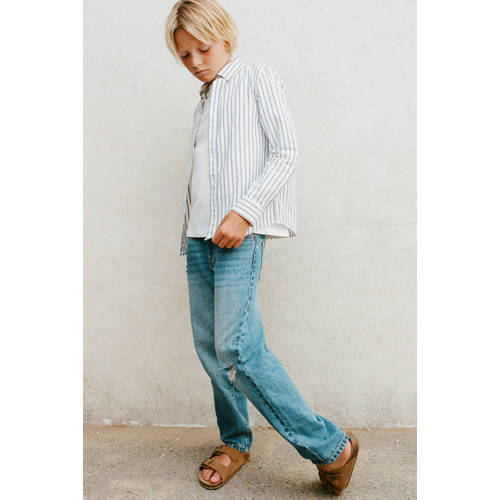 Mango Kids overhemd blauw Jongens Katoen Button down Streep - maat 116 afbeelding