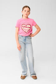 thumbnail: Roze meisjes Shoeby T-shirt van katoen met printopdruk, korte mouwen en ronde hals