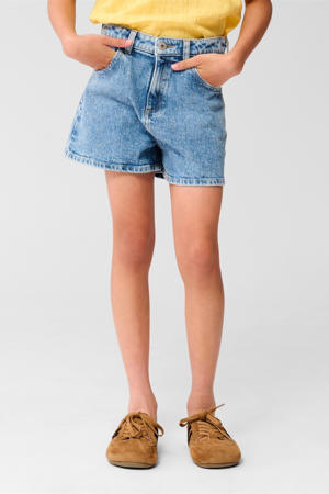denim regular short met strass steentjes medium blue denim