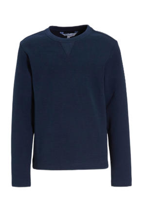 top met waffle textuur donkerblauw